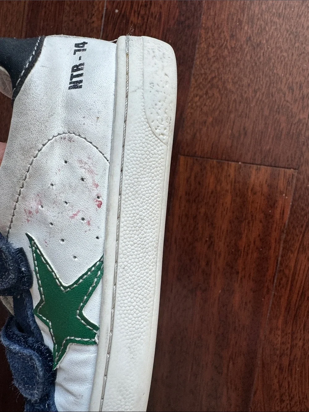 Kids Naturino Grey and Navy Suede Velcro Sneakers with Green Accent